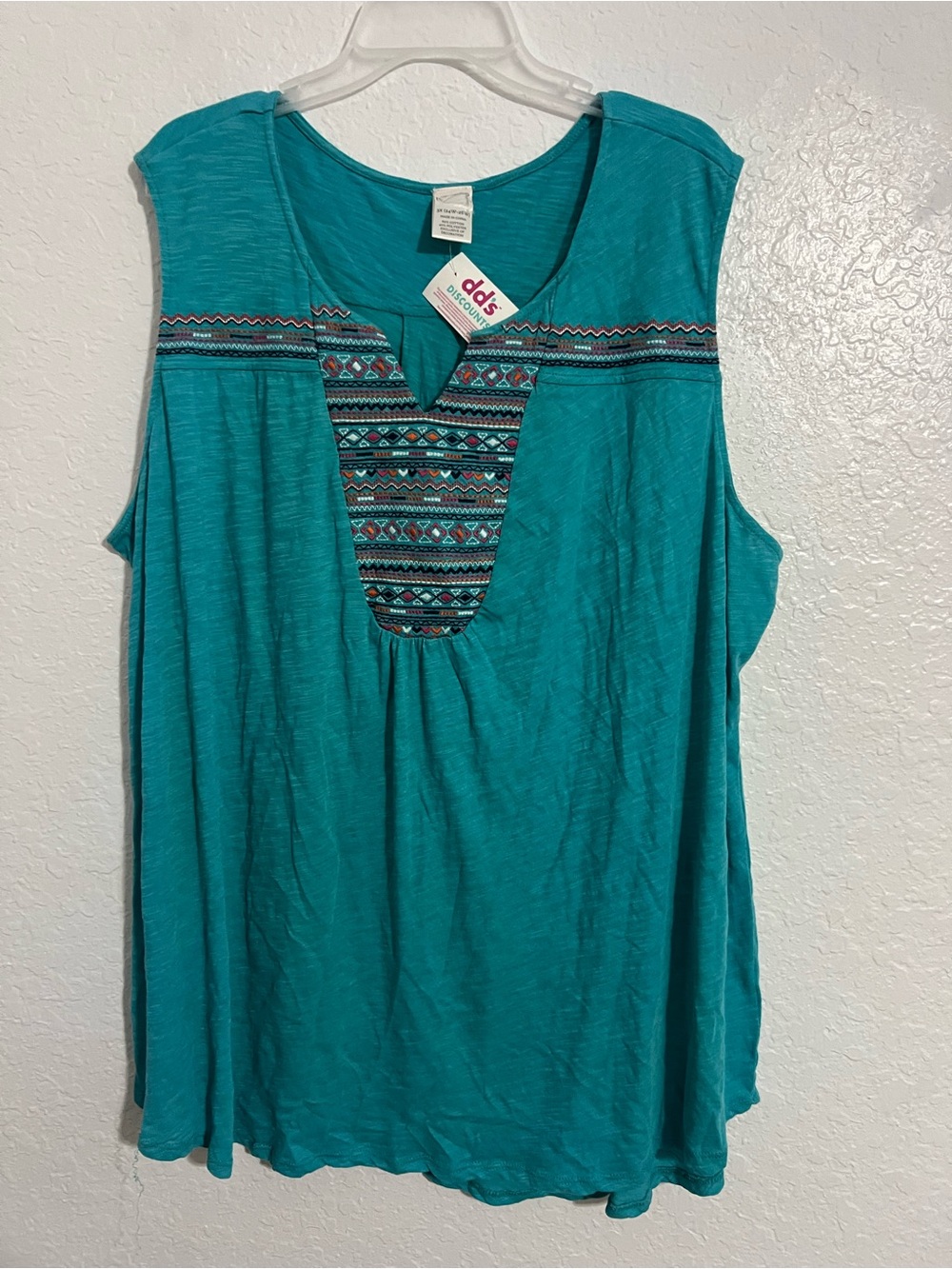 New Women Tank Top Blouse Blue Turquoise Size 3X Plus Sleeveless # 703
